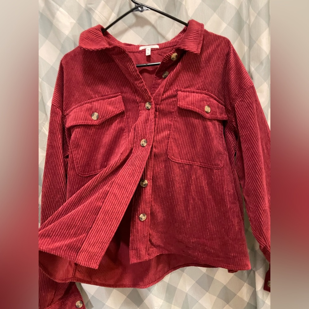 Maurices ribbed cropped shacket